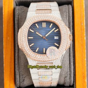 Eternity Jewelry Watches RRF 5719 V2 Upgrade Version Cal.324 Automatic 5711 Blue Dial Iced Out Mens Watch Diamond Inlay Case Two Tone Diamonds Armband 7118 Hip Hop