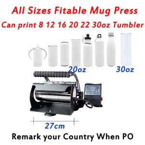 20 30oz all sizes Sublimation Machines tumblers Heat Press cup sub Printer VOC For Almost Countries with Mug Pad