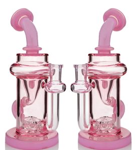 Vintage 8.5inch rosa monterey klein recycler vidro bong cachorro fumar tubulações de óleo queimador com tigela ou banger pode colocar o logotipo do cliente