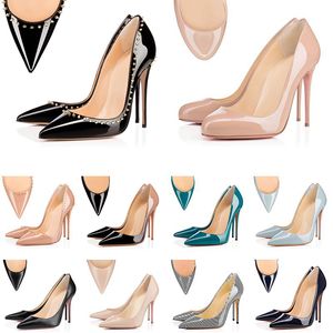 With box dust bag red bottoms high heels women dress shoes office career vintage wedding black pointed peep toes pumps spikes