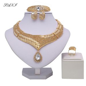 Ohrringe Halskette Fani Exquisite Dubai Gold Schmuck Set Großhandel Nigerianer Hochzeitsdesigner Afrikanische Perlen Frau Kostüm