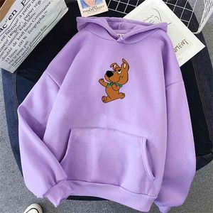 Loose and cute dog print hooded sweatshirt hoodie woman spring ladies Harajuku windbreaker women sweetshirts suit 210803