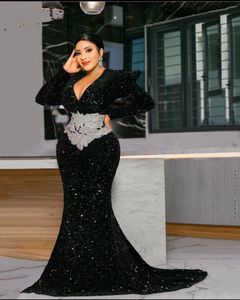 Real Image Plus Size Evening Dresses Sparkling Sequins Appliqued Mermaid Prom Dress for Women Party Gown Robe de Mariée