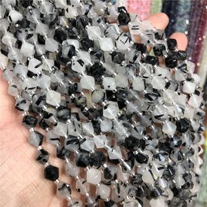 Andere natuursteen zwart haar rutilated toermalijn quartz mm schijf vorm kralen rij diy sieraden maken ketting armband