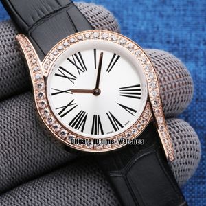 Rose Gold Case 32mm Limelight Gala G0A40261 Miyota Quartz Womens watch Diamond Bezel White Dial Black Leather Strap New Fashion Lady Dress Watches