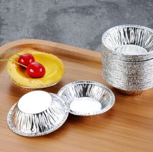 100pcs 7cm Round Shape Moulds Disposable Egg Tart Mold Cups Tinfoil Baking Pie Tins Pan Muffins Cake Pies Baking Tool Kitchen Accessories SN4347