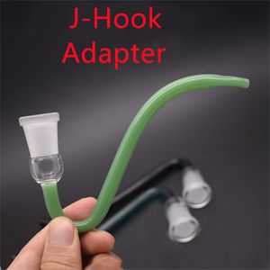 Kolorowe Szkło J-Hook Adapter 14mm 18.8mm Kreatywny J Hooks Kobiet Męski Rozmiar Złącze 14.4mm 18mm do Water Rig Rig Bong