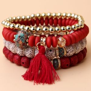 S2401 Bohemian Fashion Quaste Multi-color Stränge Perlen Armband Türkis Bodisu Perlen Armbänder 4 teile/satz