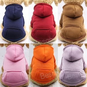 Dog Apparel Pet Pullover Thicken Keep Warm Puppy Cat Pocket Hoodie Pets Hooded Brushed Pullovers Autumn Winter Warms Supplies BH5472 WLY