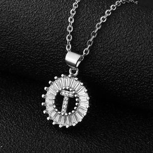 Street Cubic zircone Collane con iniziale inglese 26 catene d'oro Collana con ciondolo con lettera a disco per gioielli di moda da donna volontà e sabbia