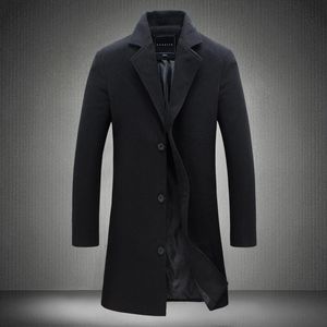 Men's Trench Coats Autumn Winter Long Solid Color Single Breasted Wind Male Plus Size Casual Windbreaker Outwear Handsome Slim Jackets