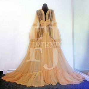 Wholesale maternity long party dresses for sale - Group buy Casual Dresses Real Image Burlesque Dressing Gown A Line Long Soft Tulle Maternity Bridal Robes Open Front With Sash Party Dress