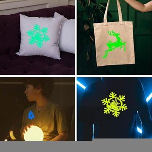 Naklejki okienne Glitter Transfer ciepła na koszule Glow in the Dark T-shirt Roll Prasa Printer DIY Crafts Deco D2P4
