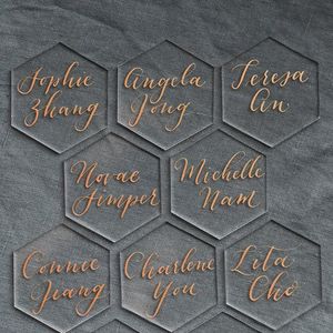 Greeting Cards 20pcs Clear Acrylic Hexagon Blank Place Laser Cut Sheet Plain Tiles Wedding Decoration For Table Numbers Guest Name