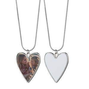Sublimation Blank Pendant Necklace Heat Transfer Heart Tag DIY Mother's Day Gift Party Decoration Necklaces With Chain