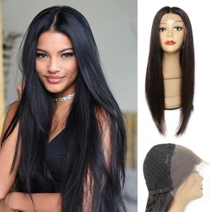 Wholesale 28 inch frontal wig for sale - Group buy 28 Inches of Brazilian Remi Human Hair Before Pre drawn Lace Frontal Wig Natural Color Silky Straight Cuticle Alignment