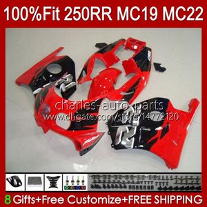 Owiewki wtryskowe formy do HONDA CBR 250CC MC19 CBR 250RR 88-89 250 RR CC 250R 1988/89 112HC.73 CBR250RR 88 89 CBR250 RR CC 1988 1989 OEM Pełna Bodys Zestaw błyszczący czerwony blk