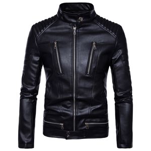 Herren Bomberjacken Mode Männer Kunstleder Mantel Reißverschluss Mantel Motorjacke Motorrad Biker Punk Mann Marke Top Colthing 211111