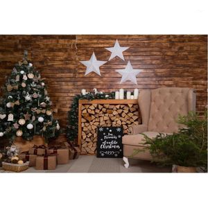 Feest decoratie vrolijk kerstmis achtergrond xmas boom sterren brandhout poolaard achtergrond familie jaar decor po stand studio prop
