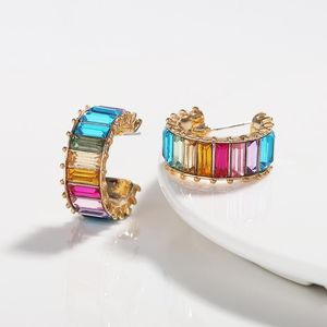 Stud Fflacell 2022 Pearl Ear Manschuff Böhmen Stackable C Formade CZ Rhinestone Små öronkorn Örhängen för kvinnor Bröllopsmycken