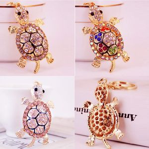 Bling Bling Crystal Tortoise Keychain Halter Metallschlüsselkette Mode Meeresschildkröten Keyring Charme Bag Auto Anhänger