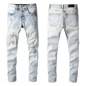 Herren-Jeans der Designermarke Men Washed Design Pittura Slim-Leg Lightweight Denim Stretch Hip Hop Faltenpatch Skinny Top-Qualität Hose Größe W28-W40