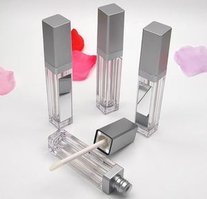 7ML LED Light Empty Lip Gloss Tube Square Refillable Bottles Container Plastic Clear Lipgloss Makeup Packaging with Mirror SN5422