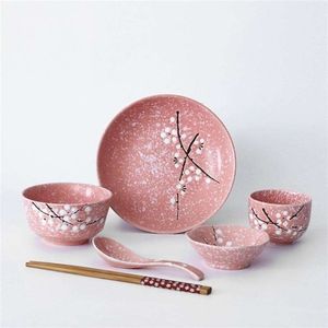 Japoński styl ceramiczny Zestaw stołowych naczynia domowe Creative Obiadowa Dining Dish Desitual Set Dinner Eco Friendly 210928