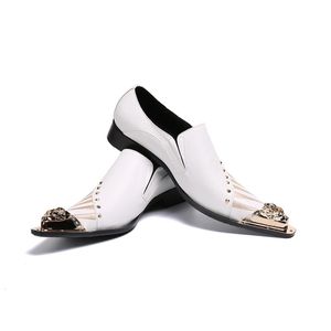 New Handmade Men White Gentleman Luxury Shoes And Gold Top Fashion Prom And Banquet Men Dress Shoes Men's Flats