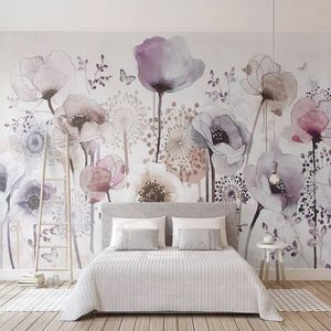 Özel duvar kağıdı 3D moda suluboya el boyalı çiçek çiçek oturma odası tv arka plan ev dekor duvar kağıdı boyama
