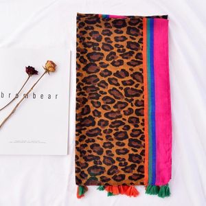 Wholesale trade wraps for sale - Group buy Scarves OUOI Bali Yarn Long Leopard Pattern Gauze Seaside Beach Towel Foreign Trade Export Cotton Scarf Shawl Women