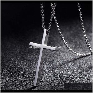 & Pendants Jewelrytitanium Steel Cross Pendant Necklace For Men Women Minimalist Jewelry Male Female Prayer Necklaces Chokers Gift Drop Deliv