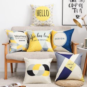 Cushion/Decorative Pillow High Quality Cotton Linen Square 45cm Decorative Throw Pillows Include Core El Home Sofa Bed Back Cushion Cover Wi