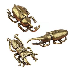 Decorative Objects & Figurines Brass Simulation Insects Miniatures Bugs Statue Tea Flowerpot Decorations Pet Ornaments Metal Beetle Accesori
