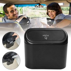 Anderes Innenzubehör Clamshell-Mülleimer Auto Automatische Rückprallabdeckung Schwarz Kann Auto Organizer Müll Müll Aufbewahrungsbox