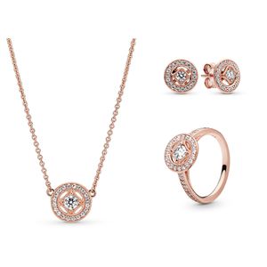2021 New Zircon Drop Earrings Pendants Necklaces Sets 925 Rose Gold for Women Fashion Wedding Jewelry