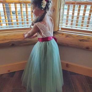 kids girls Long lace dress for wedding straight tulle sundress teens fairy princess vestido clothing 210529
