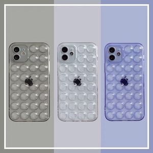 Transparent Bubble Telefon Case Zwolnij Stres Fidget Zabawki dla iPhone 13 12 11 Pro X XS XR MAX 7 8 PLUS PUSS Miękka skrzynka TPU Anti Stress Girl Cover Girl Cover