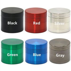 DHL Zinc Alloy 40mm 50mm 55mm 63mm Pure Color Smoking Herb Metal Grinder 4 Strati OEM Disponibile Frantoio per tabacco Muller portatile a mano