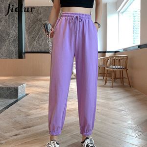 Jielur candy cor laranja rosa cinza calças esportes feminina lazer bf harajuku harem calças s-xl mulheres outono sweatpants 210706