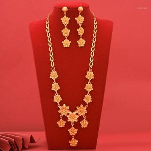 Orecchini Collana 24K placcato oro lusso dubai gioielli set regali africani da sposa regali Braccialetto da sposa gioielli set per le donne