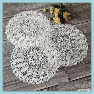 Mats & Pads Table Decoration Aessories Kitchen, Dining Bar Home Garden Round Kitchen Cabinet Mat Coffee Cup Mug Glass Coasters Napkins Embro