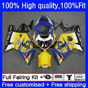 Injektionsformmissioner för Suzuki GSX-R750 K1 750cc GSXR600 GSXR-750 01-03 19NO.15 GSXR 600 750 CC 01 02 03 Gul Blå 600cc GSXR-600 GSXR750 2001 2002 2003 OEM Bodys