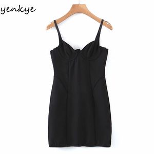 Mode kvinnor vintage svart sexig sling penna klänning kvinnlig backless bodycon mini party sommar vestido 210430