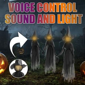 2021 Halloween Visiting Luminous Witches,47 Inch 7 Color Light-Up Witches Voice Control Waterproof with Stakes for Outside Home Party Decor