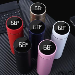 Bottiglie Thermos da 460 ml Visualizzazione della temperatura Smart Office Vuoti in acciaio inossidabile Boccette Caffè Tazza da viaggio Bicchiere sottovuoto A prova di perdite watera38