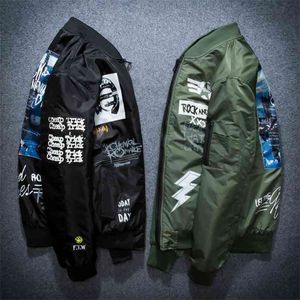 Sonbahar Kış MA1 Bombacı Ceket Erkekler Ordu Pilot Ceketler Kalın Gençlik Punk Hip Hop Beyzbol Ceket Erkek Moda Casual Streetwear 210819