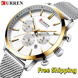 Curren Men Watches Luxury Brand Fashion Men's Wrist Watches Stainless Steel Chronograph Business Men Watch Relogio Masculino 210527