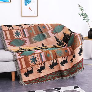 New Ethnic cartoon sofa towel cute throw blanket sofa homestay hotel decoration dust for beds rugs Knitted blankets Duvet Cover
