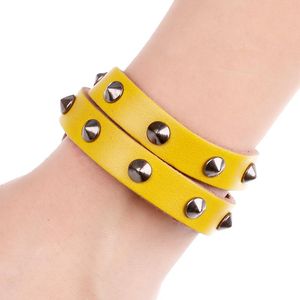 Tennis Fashion Single Strand Genuine Leather Bracelets 38cm Length Yellow/Blue Wristband Bangles Jewelry Accessories Women Men